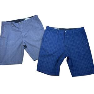 Lot Of 2 Volcom Chino Flat Front Shorts Sz 38 True To This & Corpo Class Pockets